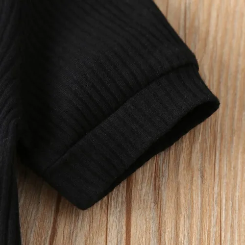 Miniatura 5 de Enterizo elegante para niñas recién nacidas para bebés y niñas de manga corta liso (negro, 6-9 meses)