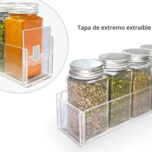 Miniatura 7 de PMMASTO Organizador de especias acrílico adhesivo para pared con cinta nano de doble cara, organización de estante de especias para puerta