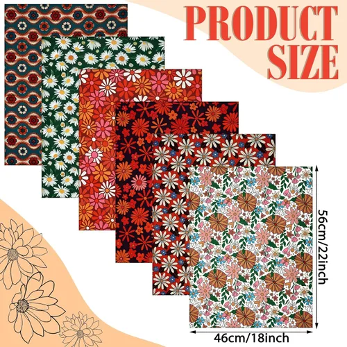 Miniatura 2 de Newwiee 12 piezas de tela vintage retro floral de 18 x 22 pulgadas, patrón de flores, paquetes de parches de material para costura, manualidades