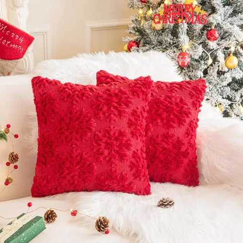 Miniatura 12 de AQOTHES Juego de 2 fundas de almohada de alce navideño de 18 x 18 pulgadas, suave piel sintética color beige crema, almohadas decorativas de Navidad