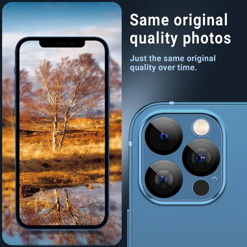 Miniatura 5 de Korecase Paquete de 2 protectores de lente de cámara para iPhone 12 Pro, película de vidrio templado, fuerte adherencia 9H, dureza 9H, resistente a