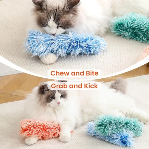 Miniatura 7 de Paquete de 3 juguetes de almohada para gatos con hierba gatera, juguetes de felpa suave, juguetes interactivos para masticar gatitos, juguetes