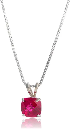 Miniatura 7 de MAX + STONE 925 Sterling Silver Cushion Cut Birthstone Necklace for Women 6mm Hypoallergenic Solitaire Necklace Gemstone Pendant Necklaces with