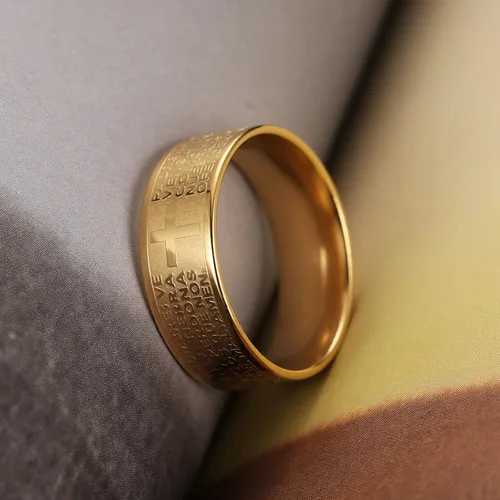 Miniatura 4 de Scddboy Anillo de boda pulido con versículo bíblico de 0.315in para hombre de acero inoxidable