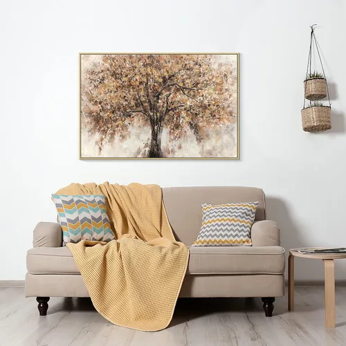Miniatura 3 de Arte abstracto para decoración del hogar, cuadro de arte de pared con flores de naranjo sobre lienzo para sala de estar (45 x 30 x 1 panel)