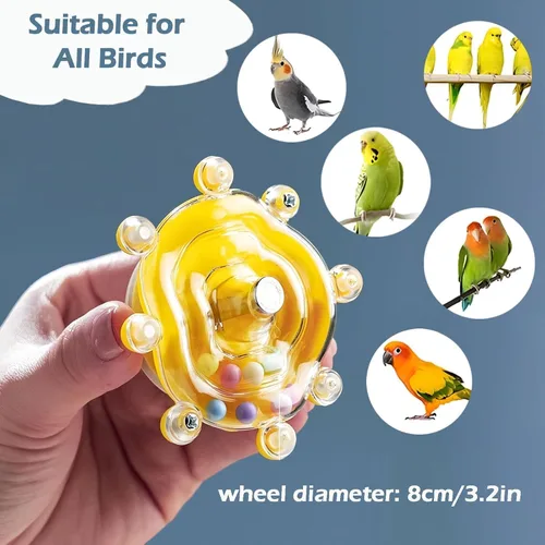 Miniatura 5 de Juguetes para periquitos, juguete de rueda colorida para periquitos, juguete interactivo con sonajero giratorio para loros, juguete para cacatúa