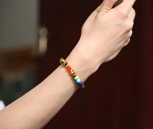 Miniatura 6 de HEDQFM 2 pulseras de piedra energética con ojo de tigre de 7 chakras, piedras de lava, aromaterapia, difusor de aceites esenciales, pulseras