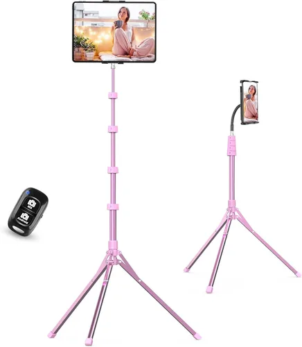 Miniatura 8 de Aureday Soporte de Piso para iPad, Soporte Trípode para iPad de Altura Ajustable de 67", Soporte para Tablet con Soporte Extensible para iPad mini