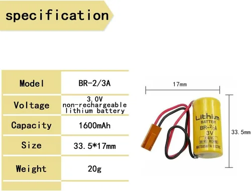 Miniatura 2 de Paquete de 10 baterías de litio de 3 V 1600 mAh BR-2/3A PLC, repuesto para Panasonic BR-2/3A con enchufe marrón