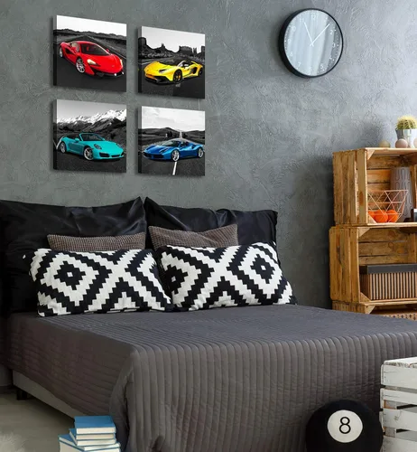 Miniatura 4 de JiazuGo Carteles de fotos de automóvil, decoración de pared en blanco y negro, arte para habitación de adolescentes, niños, dormitorio, oficina