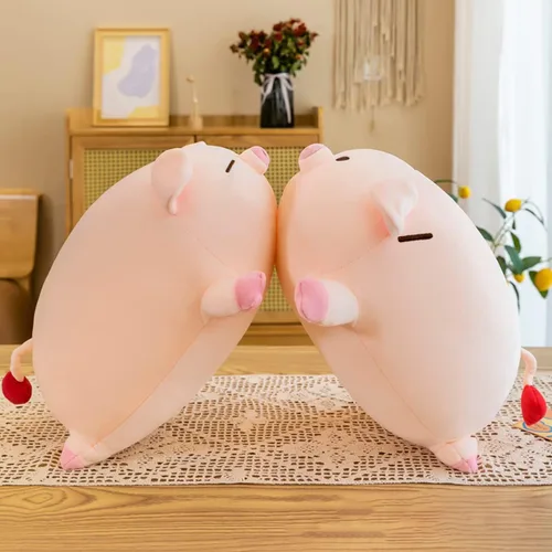 Miniatura 3 de MDXMY Almohada de peluche de cerdo de cerdo, almohada suave y gruesa para abrazar, juguetes lindos para niños y niñas (ojos redondos, 15.7 pulgadas)