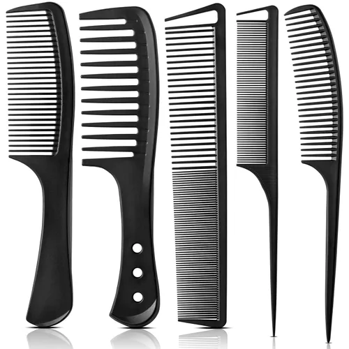 Juego de 5 peines profesionales para el cabello, dientes anchos, dientes finos y peine de cola de rata, grado de estilista, adecuado para todo tipo