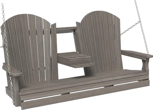 Miniatura 15 de LuxCraft Adirondack - Columpio colgante para porche delantero de 5 pies con consola abatible, asientos hasta 3, banco de columpio de patio al aire
