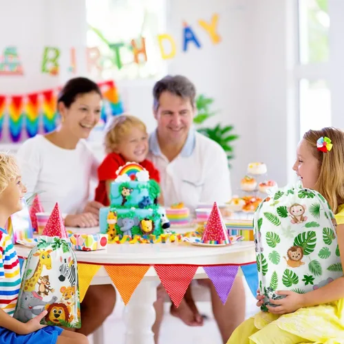 Miniatura 4 de 4 bolsas con cordón de safari de animales, regalos de selva, regalos de fiesta, bolsas de golosinas para baby shower, revelación de género