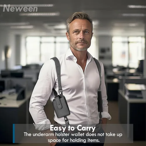 Miniatura 5 de Neween Correa oculta antirrobo para las axilas, cartera de bolsillo, funda de hombro para teléfono, bolsa de ocio doble para hombres y mujeres