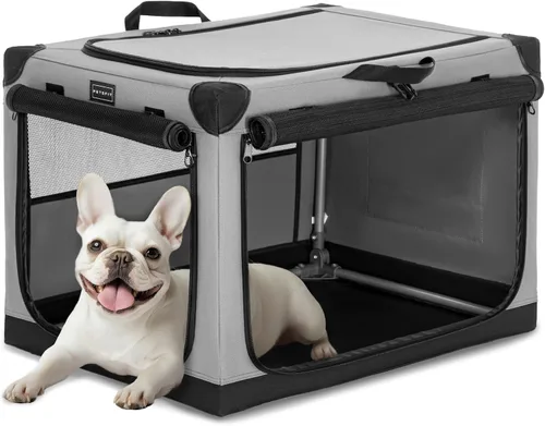Miniatura 33 de PETSFIT Jaula portátil suave de 26 pulgadas para perros – Marco resistente en espiral patentado, perrera plegable para perros pequeños, 3 puertas