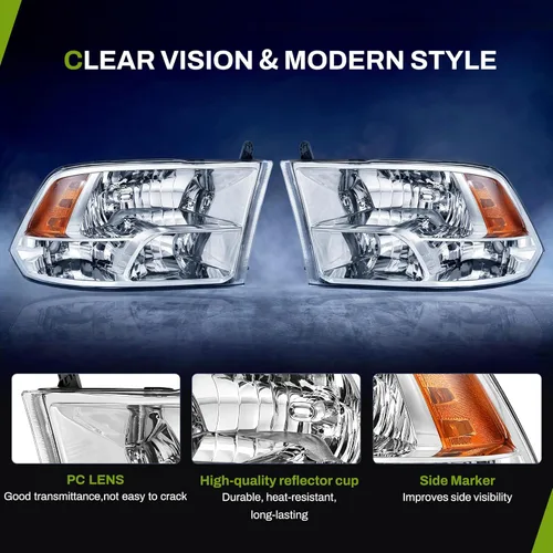 Miniatura 3 de AUTOSAVER88: Montaje de faros delanteros compatible con Dodge Ram 1500 2009-2018/Dodge Ram 2500 3500 2010-2018/Ram 1500 Classic 2019-2022