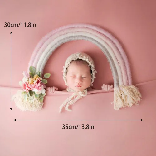 Miniatura 2 de Accesorio de fotografía para bebé recién nacido, decoración para colgar en la pared, decoración bohemia macramé arco iris para colgar en la pared