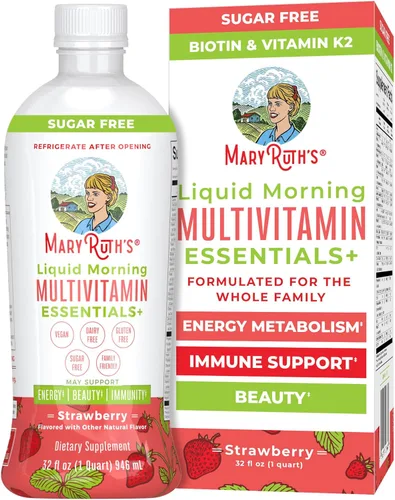 MaryRuth Organics Liquid Morning Multivitamin Essentials+ | Vitamina A C D E B6 B12 Biotina Zinc | Hombres y mujeres | Apoyo inmunológico | Belleza
