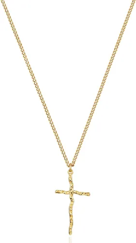 Miniatura 128 de Fettero - Collar con dije de cruz de fe, chapado en oro de 14 K, cadena fina, minimalista, simple, pequeña, para oración, regalo de joyería religiosa