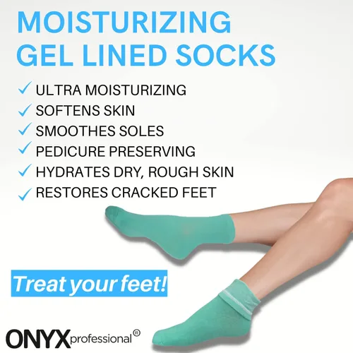 Miniatura 2 de Onyx Professional Calcetines hidratantes de gel, tratamiento de pies secos de talla única para mujeres u hombres, calcetines de spa hidratantes
