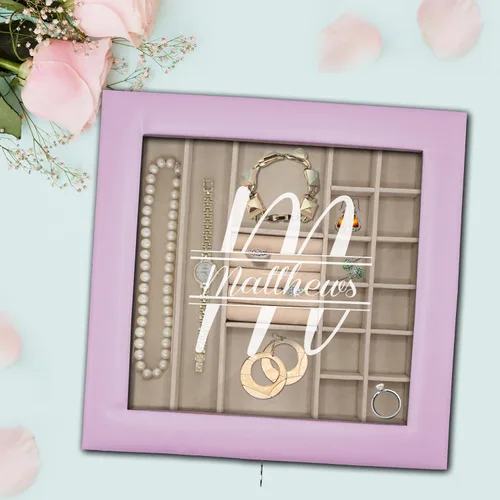 Miniatura 3 de My Personal Memories Joyero, bandeja y organizador personalizado con parte superior de cristal, accesorios personalizados y grabados, regalo