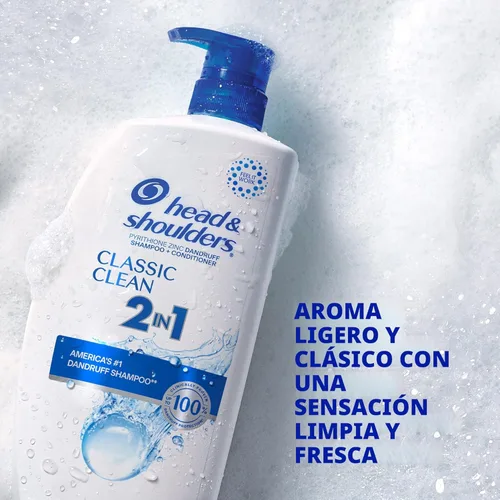 Miniatura 6 de Head & Shoulders Champú y acondicionador anticaspa Classic Clean 2 en 1, paquete doble, 1% de piritiona de zinc, control de escamas, cuidado