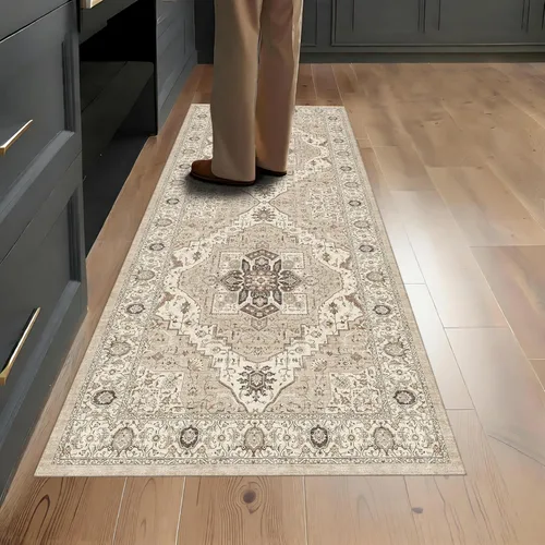 Miniatura 33 de Alfombra vintage lavable de 2 x 3: alfombra pequeña resistente a las manchas para baño, entrada, antideslizante, para dormitorio, ultra suave