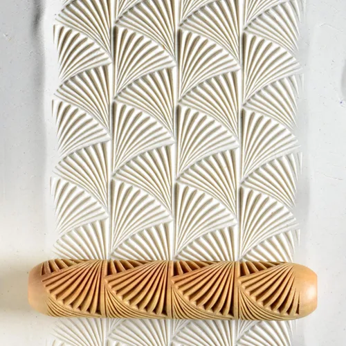 Miniatura 11 de MKM Pottery Tools Rodillos de mano grandes de madera para arcilla (BHR-01 Diagonal Basketweave)