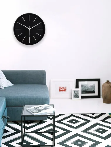 Miniatura 6 de zyzamay Moderno reloj de pared redondo 3D de 12 pulgadas, negro, silencioso de cuarzo, funciona con pilas, fácil de leer, hora precisa