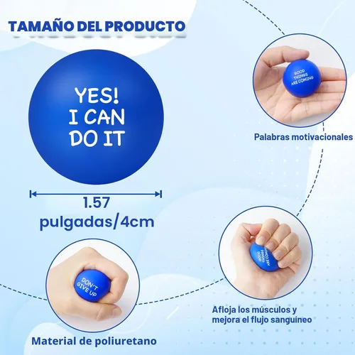 Miniatura 2 de SHQDD 54 bolas antiestrés, bolas antiestrés para adultos, juguetes de esponja suave para apretar con citas inspiradoras, regalos para aliviar