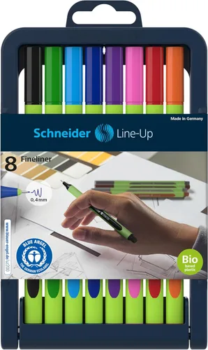Miniatura 7 de Schneider Line-Up 191094, punta de fibra de 0.016 in, barril verde claro, colores de tinta surtidos, paquete de 4 bolígrafos