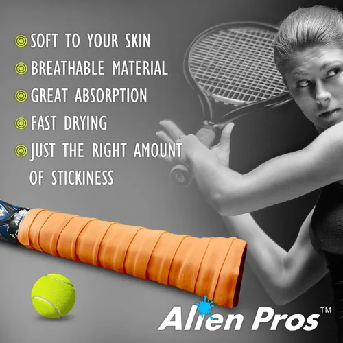 Miniatura 4 de Alien Pros - Cinta de agarre para raqueta de tenis (6 agarres), agarre de tenis precortado y con sensación ligera táctil, cinta de agarre