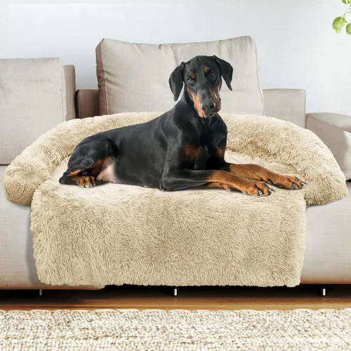 Miniatura 65 de Cama calmante para perro, tapete de felpa esponjoso para perros con protector de muebles con funda extraíble lavable para perros y gatos grandes
