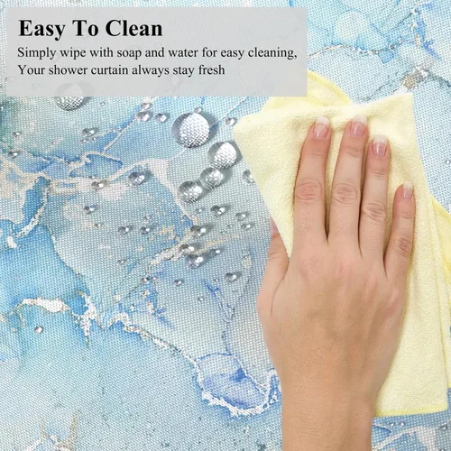 Miniatura 7 de Cortina de ducha abstracta de mármol negro gris y dorado con grietas, cortina de baño moderna ombre impresa, cortina impermeable y lavable de tela