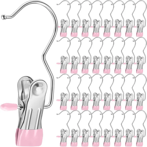 Miniatura 16 de 150 Piezas Ganchos Colgadores para Botas Clips Ganchos para Lavandería Colgadores de Acero Inoxidable Pinzas para Ropa Colgadores Portátiles