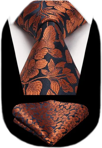 Miniatura 24 de Corbatas florales tejidas clásicas para hombre, corbata cuadrada de bolsillo, corbatas formales para hombres, boda con pañuelo