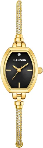 Miniatura 2 de Reloj de mujer JIANDUN pequeño hexagonal dorado, reloj de pulsera de diamante con acento, impermeable y elegante Negro dorado