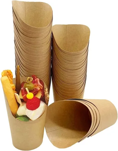 KINGZHUO 50 unidades de papas fritas de 14 onzas, tazas de charcutería, desechables, para llevar, para fiestas, hornear, gofres, cajas de palomitas