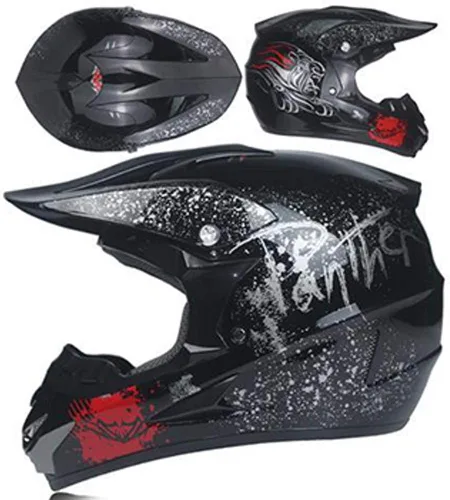 Miniatura 2 de Casco de motocicleta todoterreno para motocross, ATV para hombres y mujeres, casco de competición profesional con certificado DOT (negro, M)