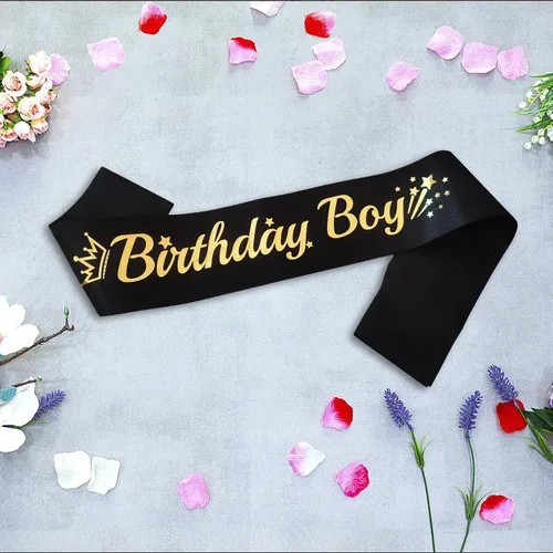 Miniatura 3 de Banda negra de cumpleaños para niño, banda de cumpleaños de lámina dorada para niños, divertidas decoraciones de fiesta de cumpleaños, 10, 11, 15