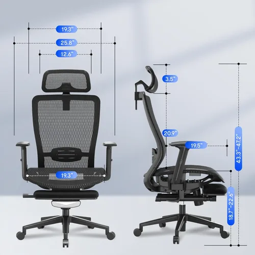 Miniatura 3 de FLEXISPOT Silla de oficina ergonómica con reposapiés, silla de computadora de malla de respaldo alto, sillas de escritorio para oficina en casa