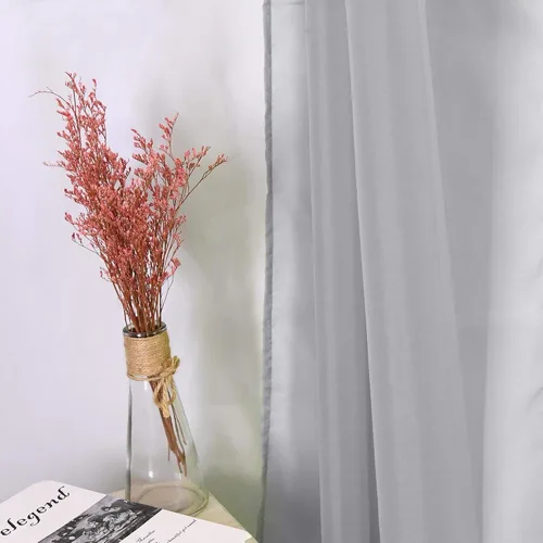 Miniatura 3 de HUTO Cenefa de gasa transparente gris para ventanas, cortina de gasa suave para sala de estar, niñas, boda, fiesta, 216 pulgadas, extra larga
