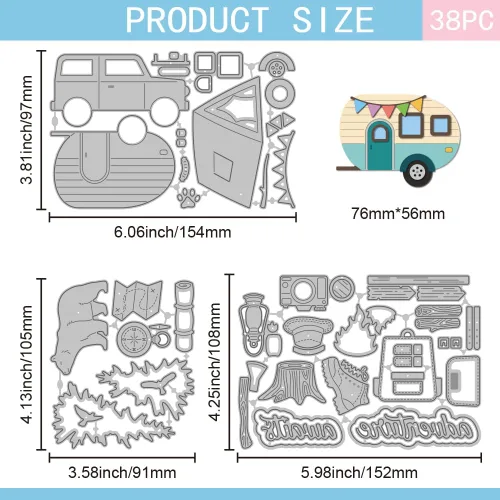 Miniatura 2 de GLOBLELAND Troqueles de corte de camping para hacer tarjetas, carpa de coche, troqueles para manualidades, álbumes de recortes, diario, papel