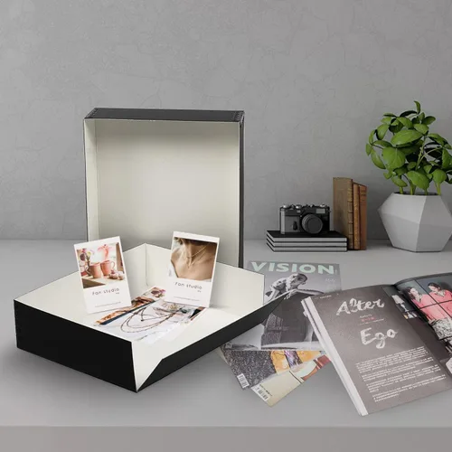 Miniatura 18 de Lineco Archival Caja de almacenamiento para impresión de 13x19 pulgadas, diseño frontal abatible, 13 1/2 x 19 1/2 x 3 pulgadas, color exterior: negro