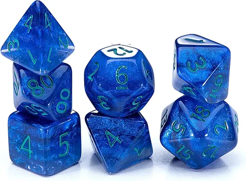 Gake Keeper Games & Dice: Sui Generis Dice – Astral Dragon – Indigo – Juego de 7 piezas de dados de resina, purpurina holográfica, 4 capas,