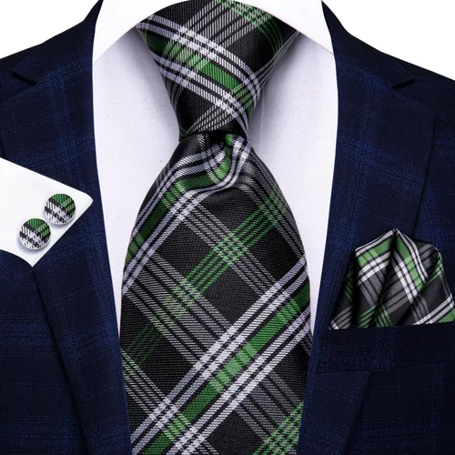 Miniatura 37 de Hi-Tie Corbatas de seda para hombre, diseño de cachemira a rayas, con bolsillo, gemelos cuadrados, conjunto formal de negocios