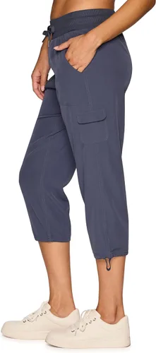 Miniatura 25 de RBX - Pantalón capri deportivo con cordón,ligero, con bolsillos y estilo cargo, para mujer