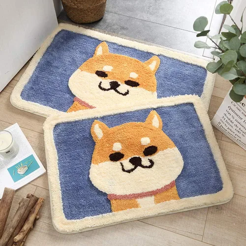 Miniatura 7 de Ankah Dog Series - Alfombra de baño de la colección de animales Shiba y Corgi, felpa suave y peluda, antideslizante, altamente absorbente, lavable a
