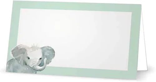 Miniatura 5 de Baby Elephant - Tarjetas de lugar - Artículos de papelería para eventos (10, azul pastel)